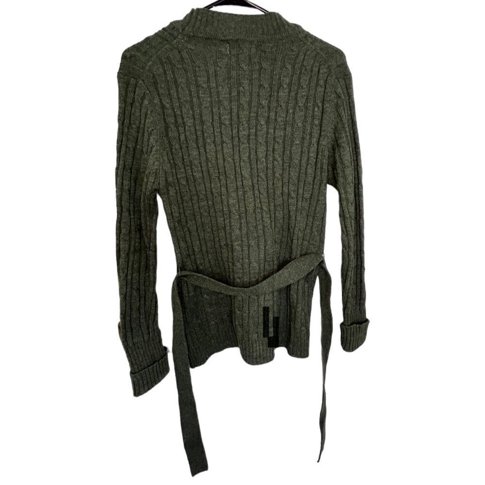 Vintage Sears Forrest Green Button Up Cardigan With Belt - Picture 3 of 3